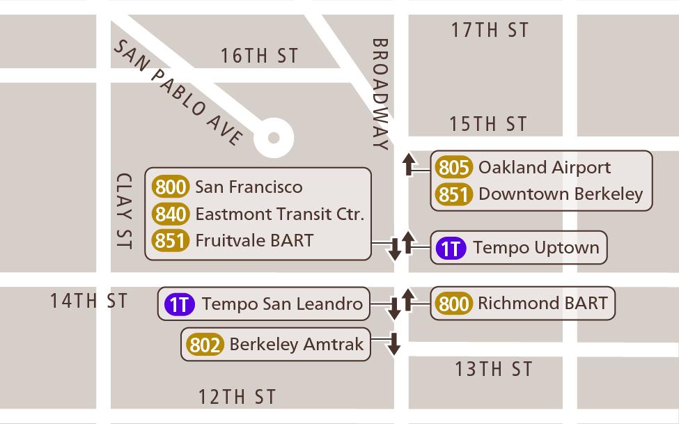 Map of All Nighter stops in Downtown Oakland